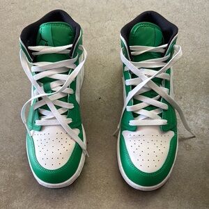 Jordan Green and White Athletic Shoes